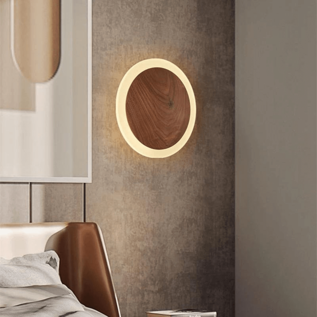 Nordic Walnut LED Wall Light - Modern Wood Accent Lighting - 20cm