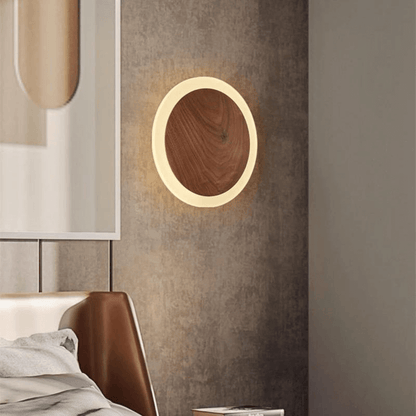 Nordic Walnut LED Wall Light - Modern Wood Accent Lighting - 20cm