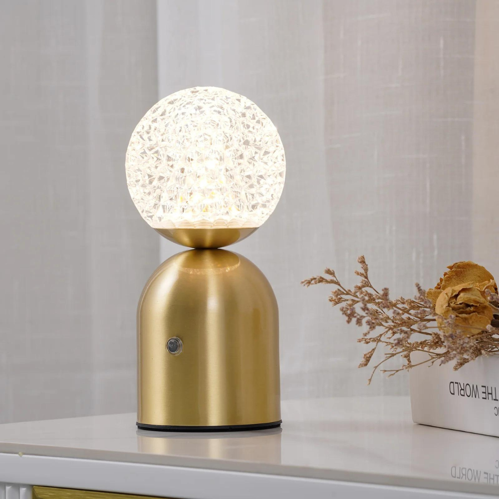 Royaleva Crystal Globe Wireless Table Lamp - Rechargeable LED with Adjustable Brightness - Default Title