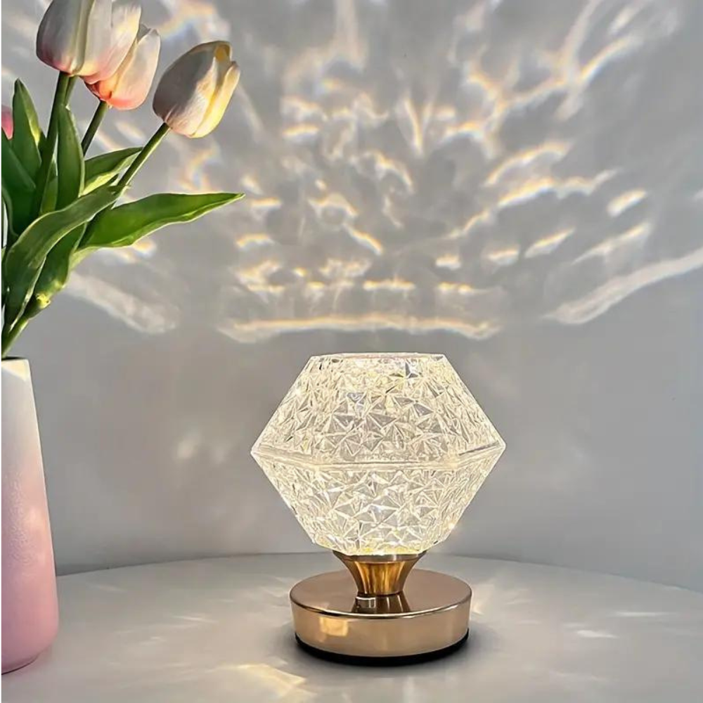 RoyaleGlow Touch-Control Crystal Table Lamp - USB Rechargeable with Adjustable Brightness - Default Title