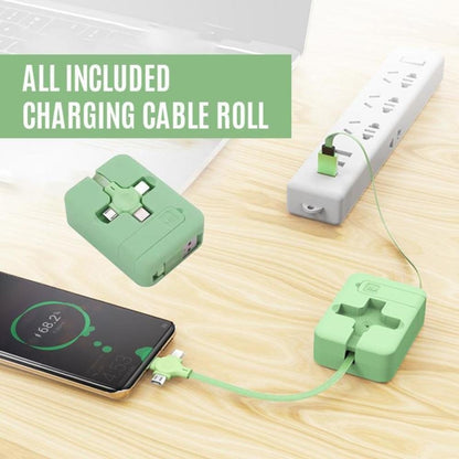 Royallure Retractable 3-in-1 Charging Cable Phone Holder with iOS, Micro USB & Type-C Ports