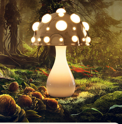 Royaleva Vintage Mushroom Table Lamp - Whimsical Decorative LED Light with Touch & Button Control, Multi-Color Options