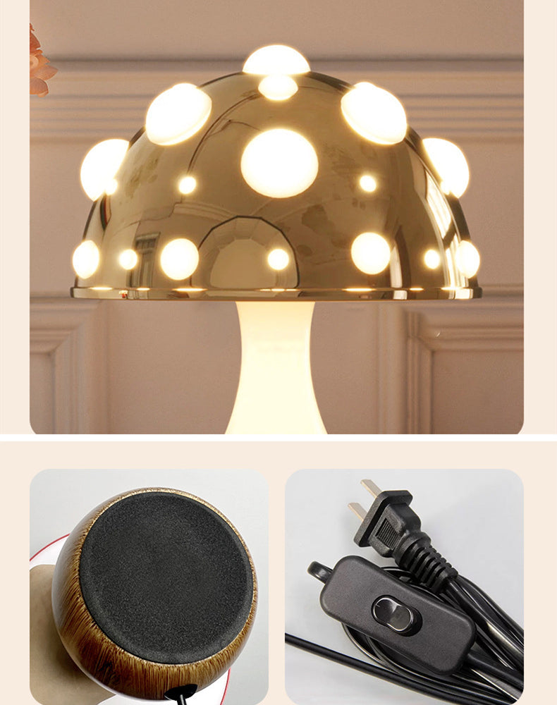 Royaleva Vintage Mushroom Table Lamp - Whimsical Decorative LED Light with Touch & Button Control, Multi-Color Options