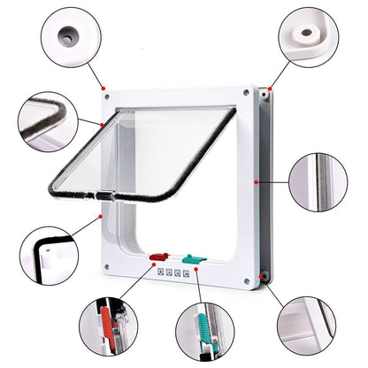 Pawellure 4-Way Locking Cat Flap Door – Secure & Easy Access for Pets