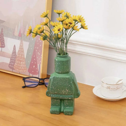 Royelux Nordic Ceramic Robot Vase - Playful Modern Decor