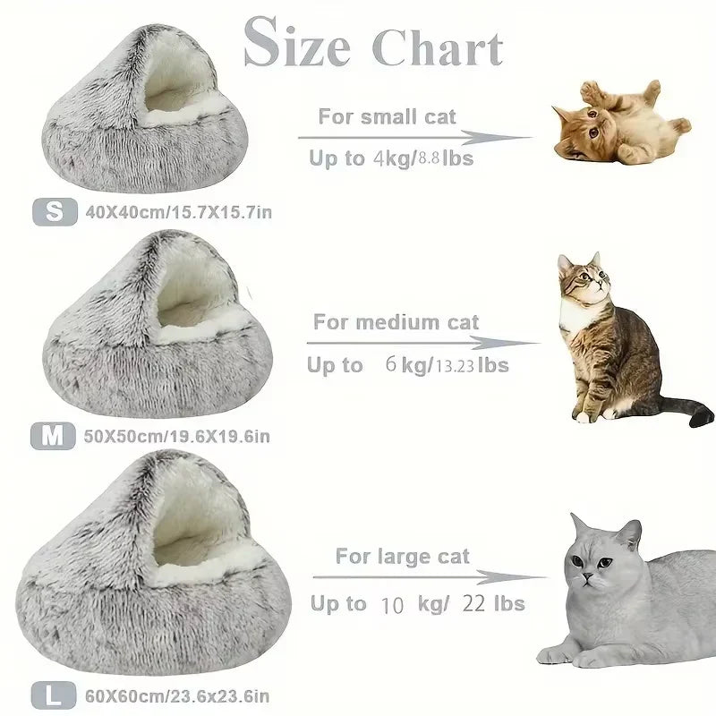 Furora Cozy Cocoon Calming Cat Bed - Plush, Ergonomic Design for Stress Relief and Joint Comfort - Machine Washable, Non-Slip Base