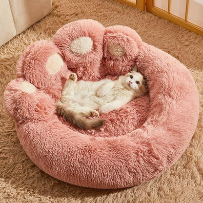 Furora Orthopedic Calming Round Pet Bed - Plush Bear Paw Design for Dogs & Cats, Joint Pain Relief, Machine Washable, Multiple Sizes