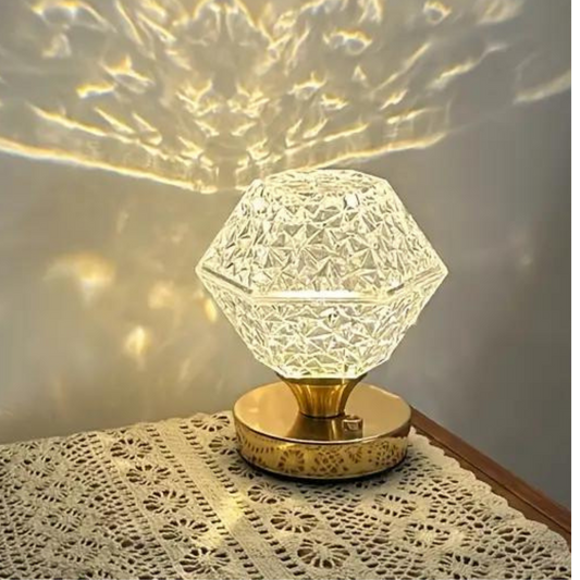 RoyaleGlow Touch-Control Crystal Table Lamp - USB Rechargeable with Adjustable Brightness - Default Title