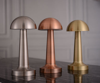 Royaleva Mushroom Cordless Table Lamp - Rechargeable LED with Touch Control, Portable & Minimalist Design - Gold