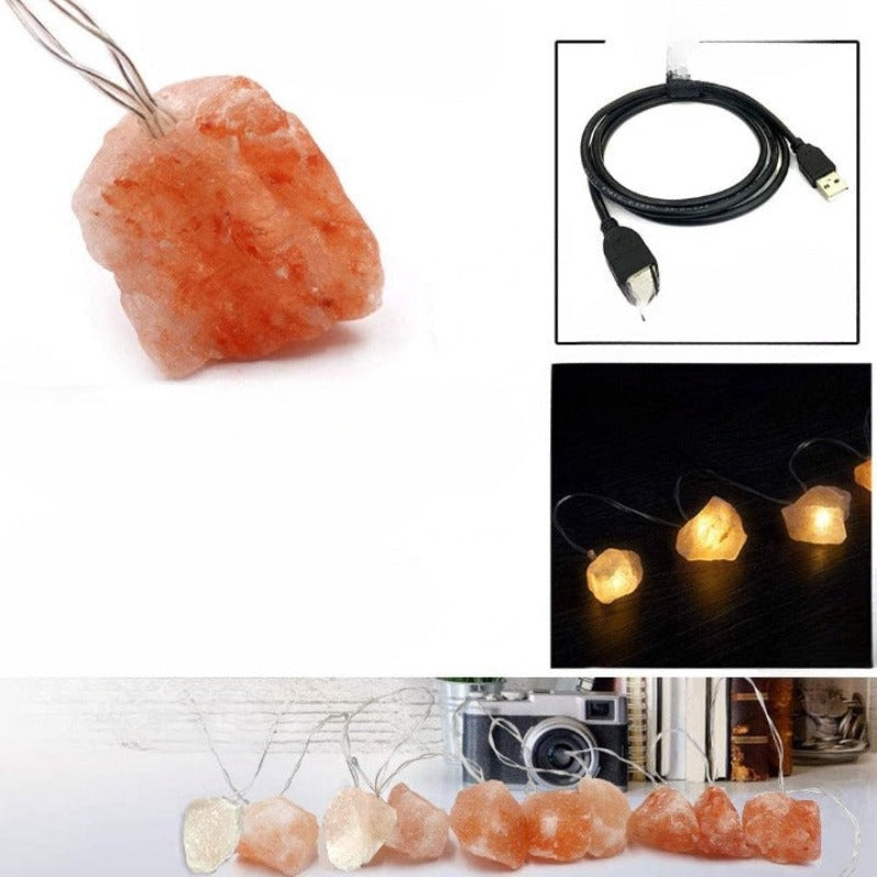 Royaleva Himalayan Salt String Lights - Portable Warm Amber Decor, Natural Crystal - Default Title