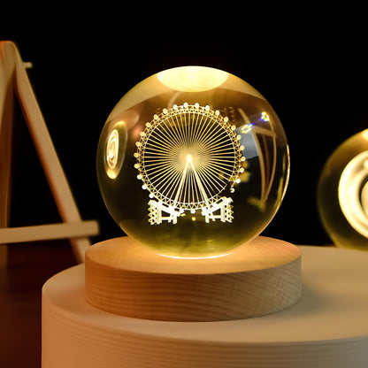 RoyaleGlow™ Celestial 3D Engraved LED Crystal Ball Night Light - Ferris Wheel