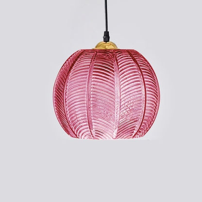 Nordic Glass Pendant Light - Elegant Green Leaf Design - Red Glass / Without bulb / 15CM