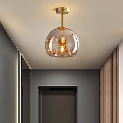 Royallure Copper Glass Semi Flush Mount Ceiling Light - Vintage Charm & Modern Elegance