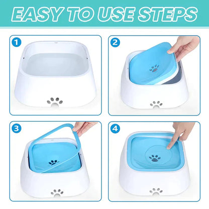 Pawellure No-Mess Slow-Drink Pet Water Bowl with Anti-Spill Design - Keeps Pets Dry & Floors Clean