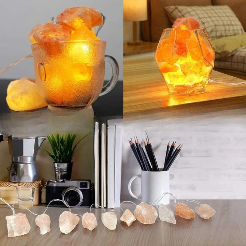 Royaleva Himalayan Salt String Lights - Portable Warm Amber Decor, Natural Crystal - Default Title