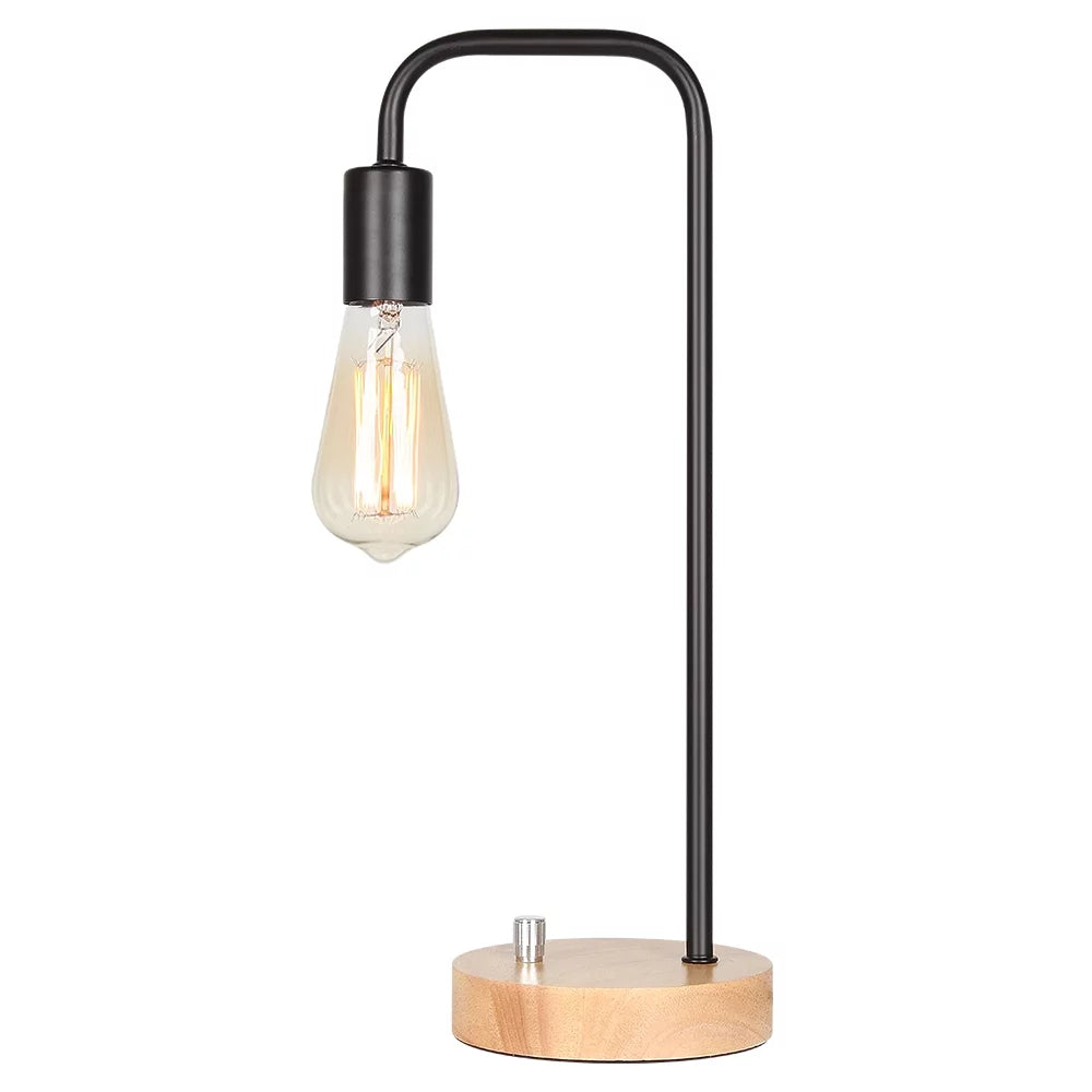 Black Edison Industrial Wooden Table Reading Lamp