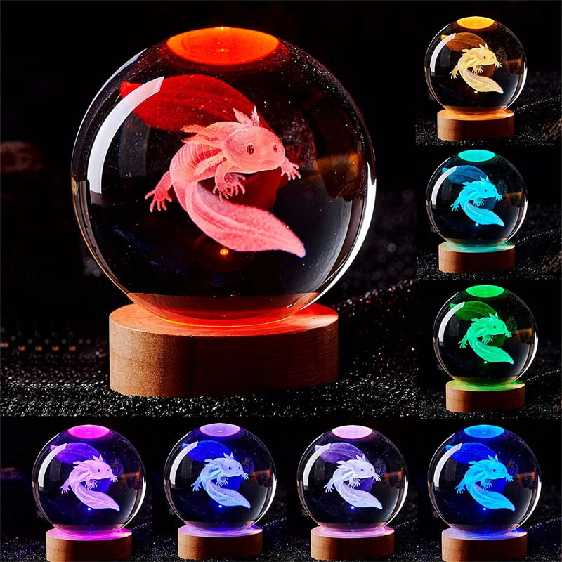 RoyaleGlow 3D Crystal Ball Lamp - Laser Engraved Night Light