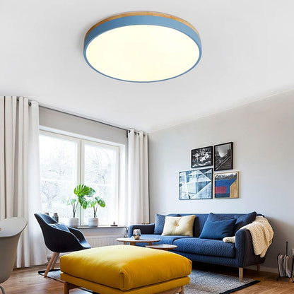 Royallure Organic Round Flush Mount Ceiling Light - Elegant LED Design - Yellow / D30cm*H6cm（18W) / Cold Light