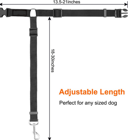 Pawellure Adjustable Headrest Dog Seat Belt - 2 Pack Tangle-Free Safety Restraint for Car Travel