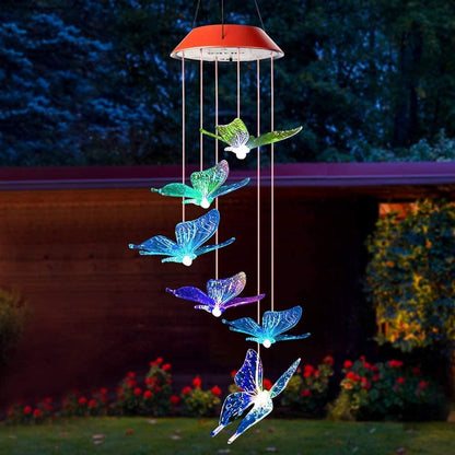 Rayvia Solar Butterfly LED Wind Chimes - Color-Changing Waterproof Outdoor Decoration - Default Title