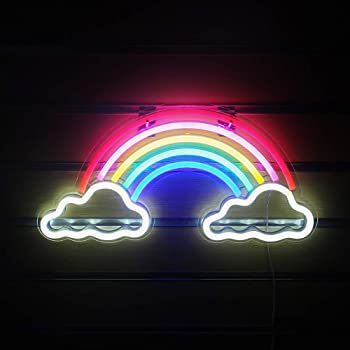 RoyaleGlow LED Neon Sign - "Good Vibes" Bright Pink LED Wall Light - RAINBOW - 40*20cm