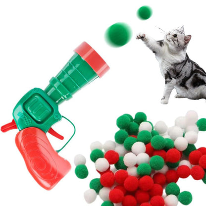 Pawellure Interactive Cat Ball Launcher Toy Gun with 30 Plush Balls for Engaging Play