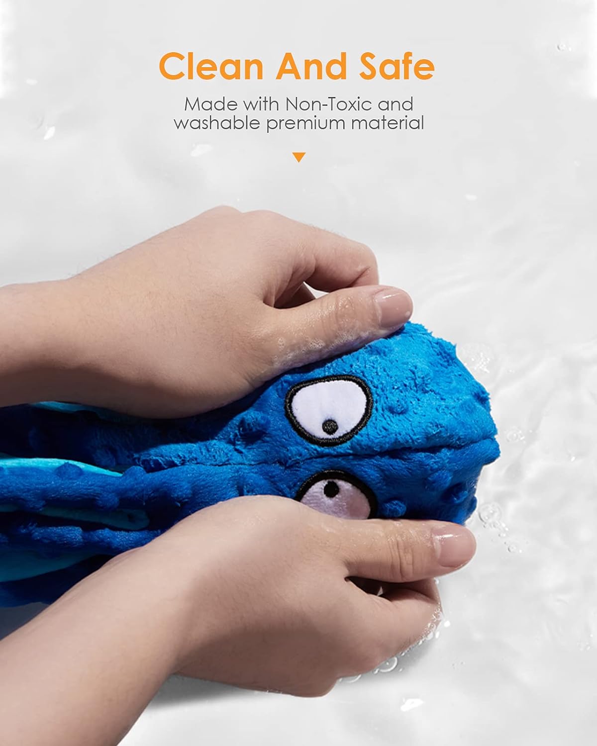 Furora No Stuffing Squeaky Octopus Dog Toy - Interactive Plush with Crinkle Tails for Small to Large Dogs