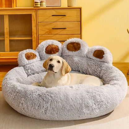 Furora Orthopedic Calming Round Pet Bed - Plush Bear Paw Design for Dogs & Cats, Joint Pain Relief, Machine Washable, Multiple Sizes