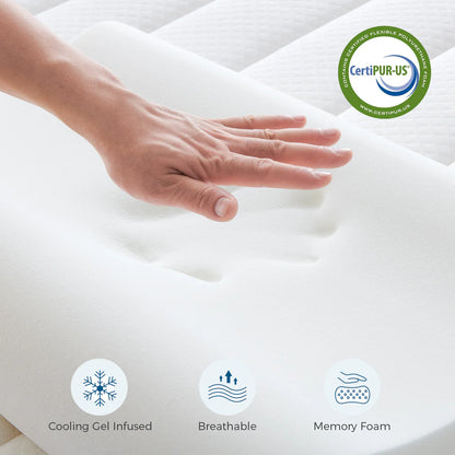 Lumora Memory Foam Pillow - Contoured Ergonomic Design with Bamboo Cover - White Gray