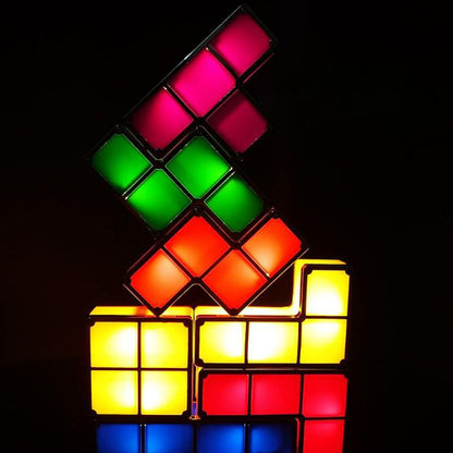 RoyaleGlow Tetra Blocks LED Light - Customizable Colorful Stacking Lamp (7 Pieces)