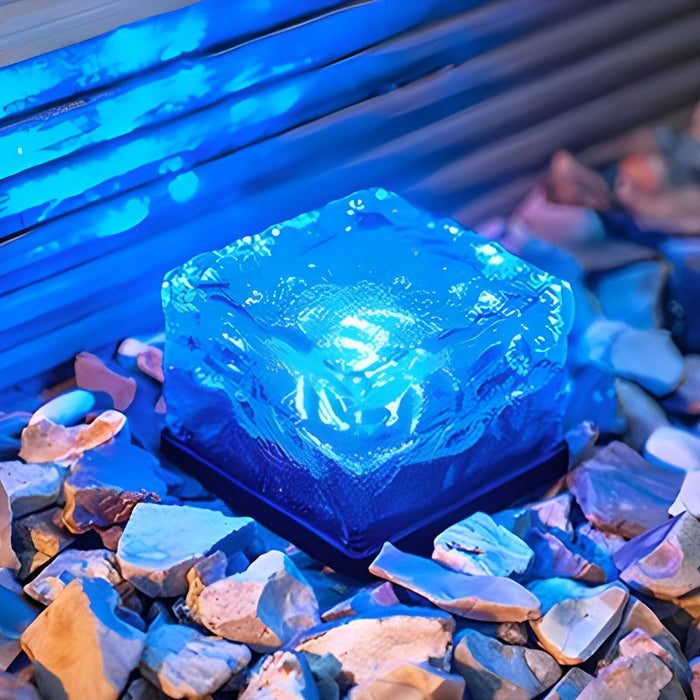 Square Solar Lamp – Solar-Powered LED Light for Pathways, Gardens, and Patios - Blue Light