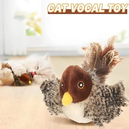 Pawellure Interactive Chirping Bird Cat Toy - USB Rechargeable with Nylatails Silvervine for Engaging Play and Natural Hunting Instincts