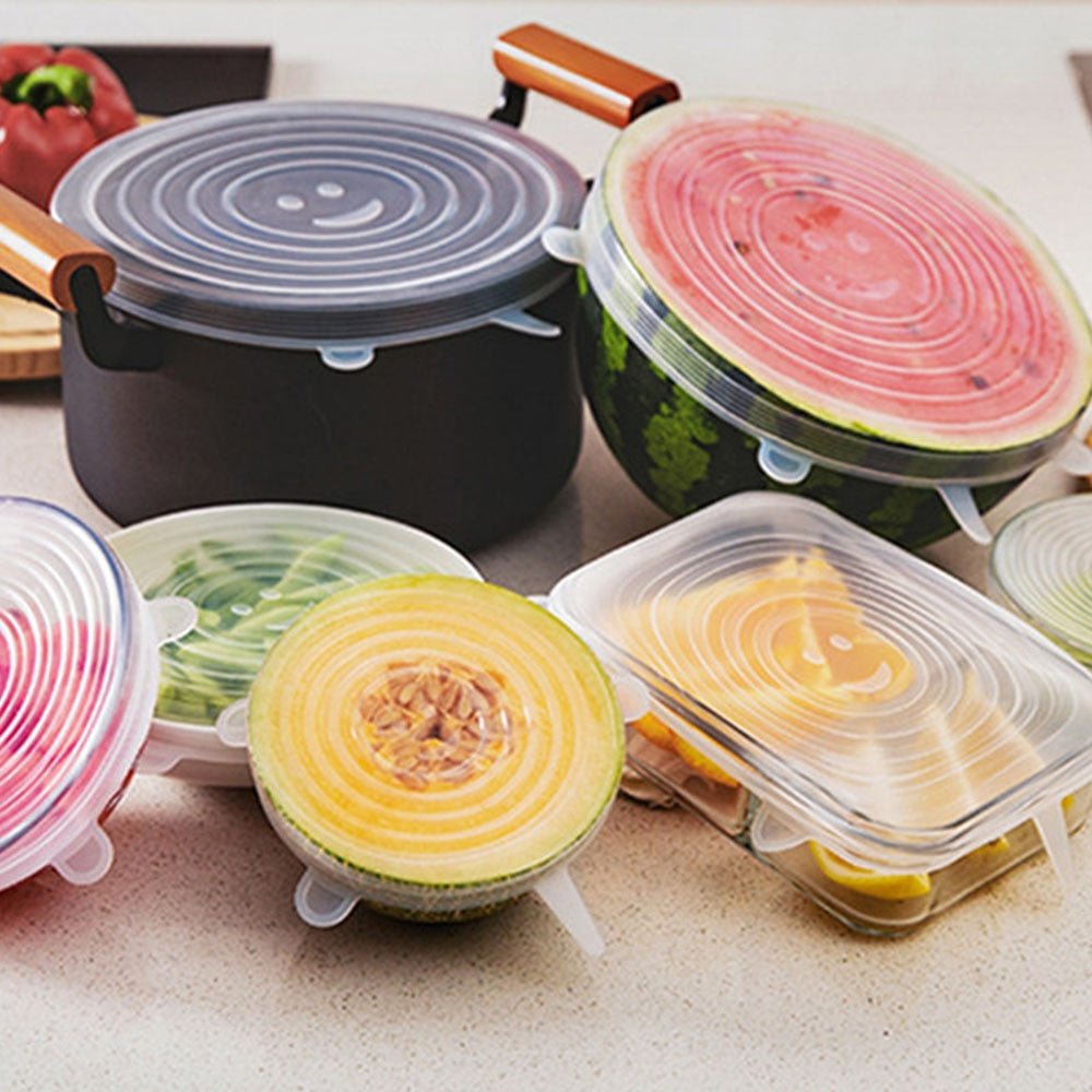 Royallure 6-Piece Stretchable Silicone Food Covers - Eco-Friendly, BPA-Free, Reusable Lids for Bowls and Containers