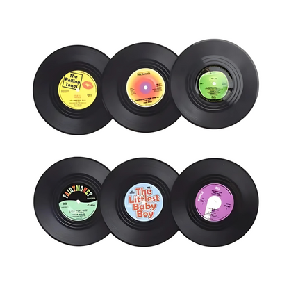 Rayvia Retro Vinyl Coasters Set for Stylish Table Protection