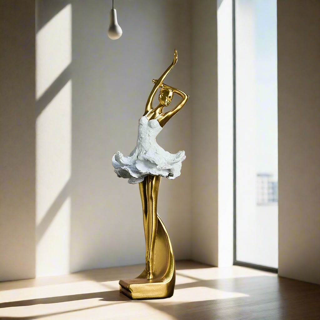 Royaleva Golden Ballet Girl Sculpture for Elegant Home Décor