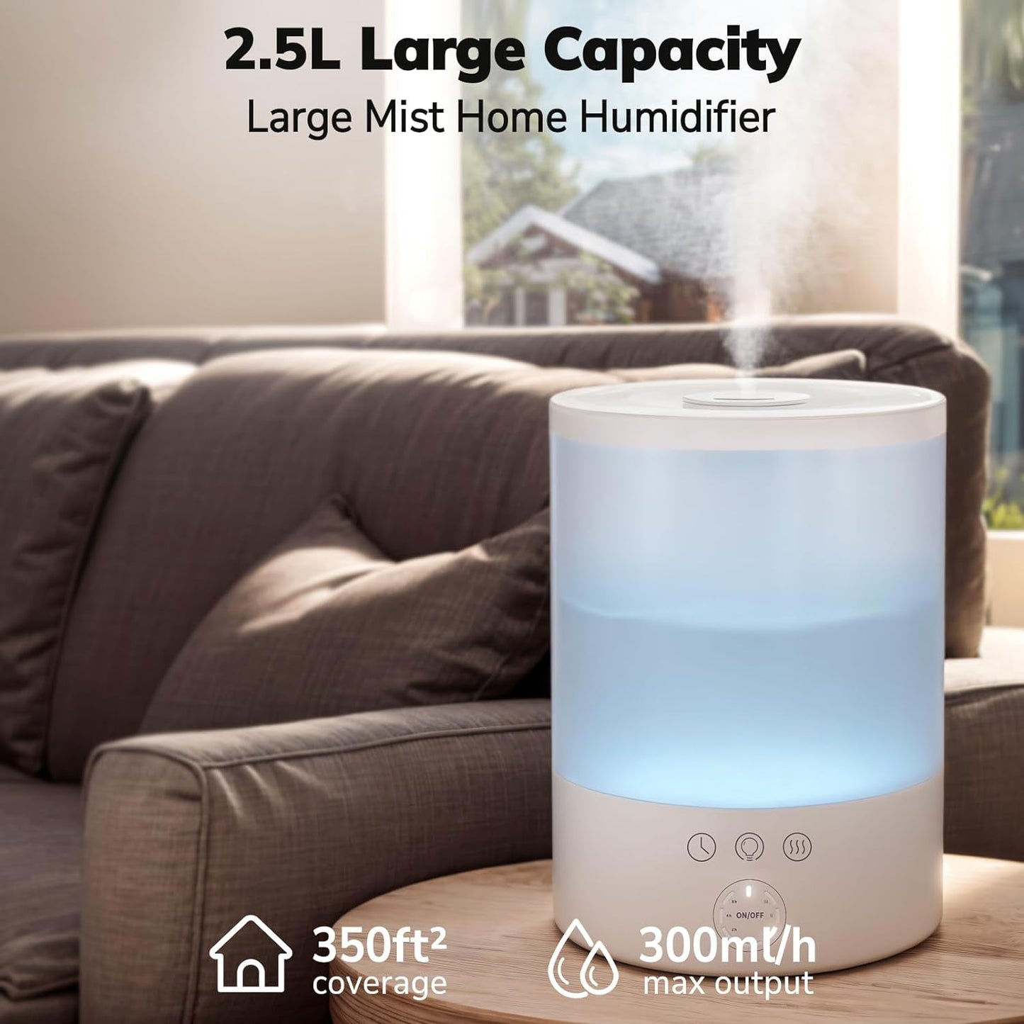 Luxora Ultrasonic Cool Mist Humidifier - 2.5L Large Room Humidifier with 7-Color LED - Default Title