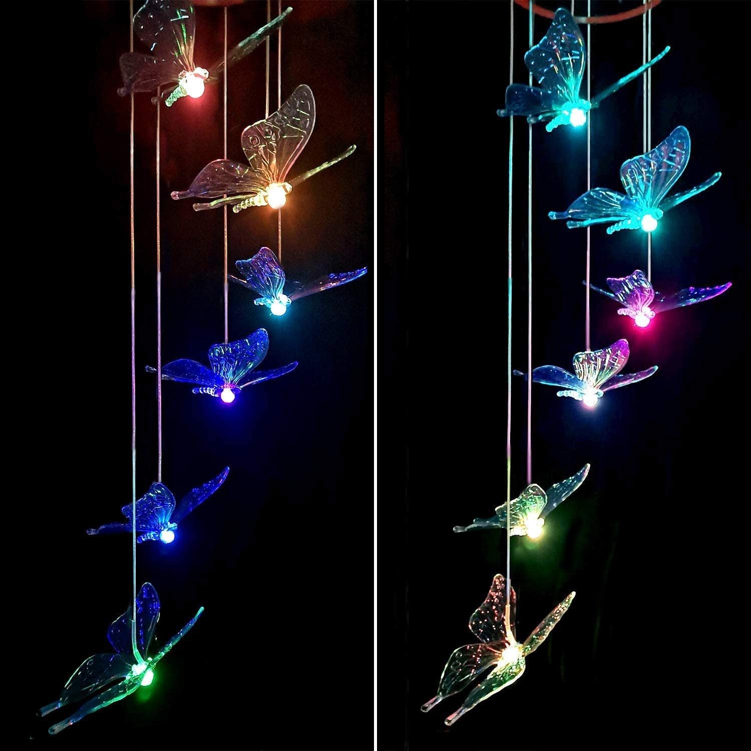 Rayvia Solar Butterfly LED Wind Chimes - Color-Changing Waterproof Outdoor Decoration - Default Title