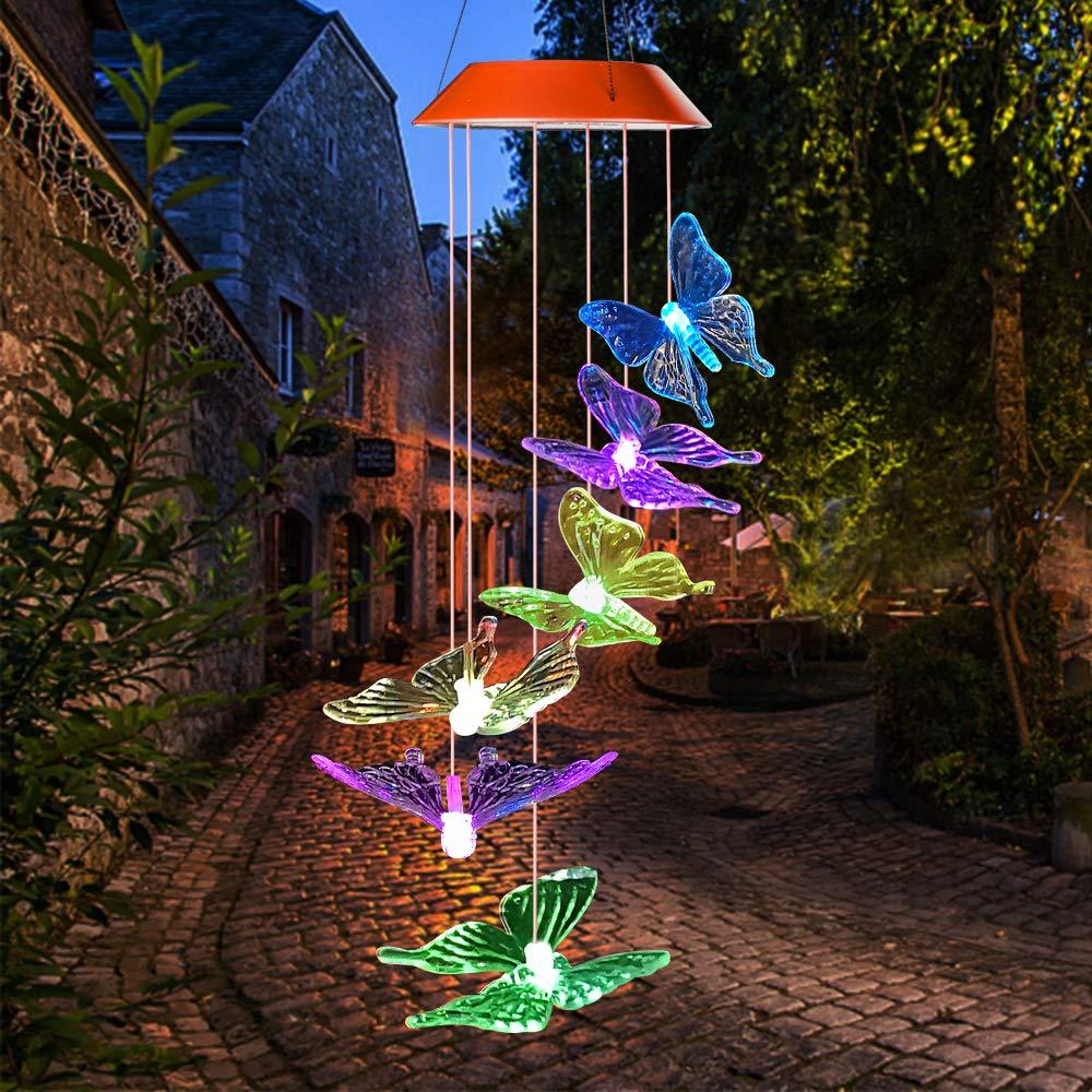 Rayvia Solar Butterfly LED Wind Chimes - Color-Changing Waterproof Outdoor Decoration - Default Title