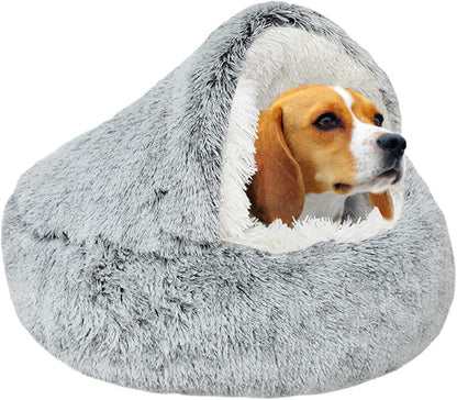 FurLuxe CozyNest Anxiety Relief Pet Bed for Small Dogs - Self-Warming Faux Fur Design, Machine Washable