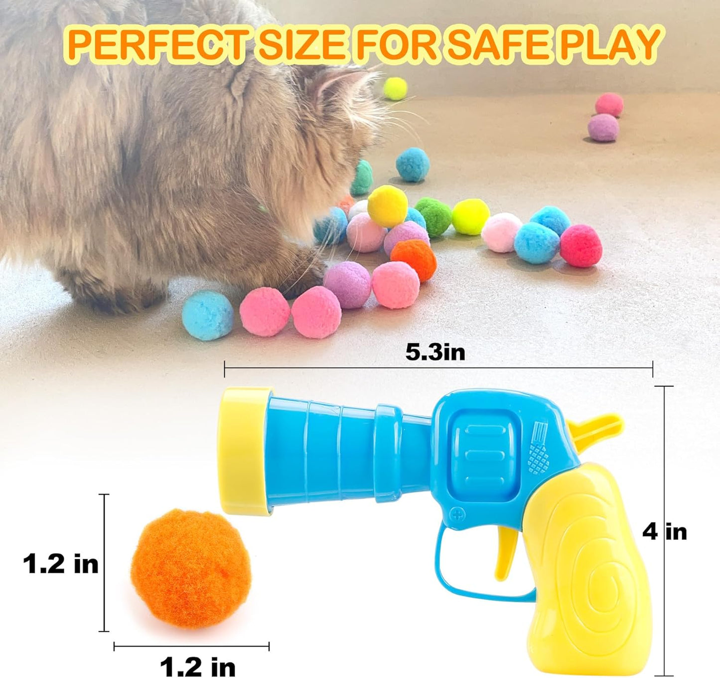 Pawellure Interactive Cat Ball Launcher Toy Gun with 30 Plush Balls for Engaging Play