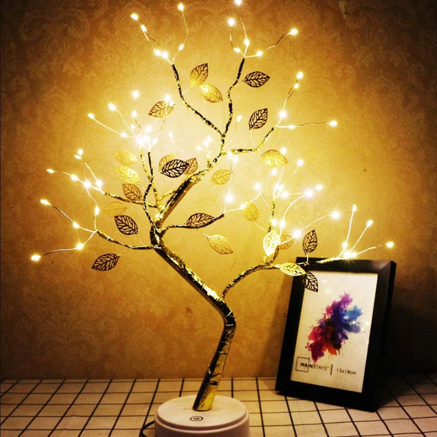 Luxora Golden Leaf Tree Lamp – 50cm Adjustable LED Tree Light