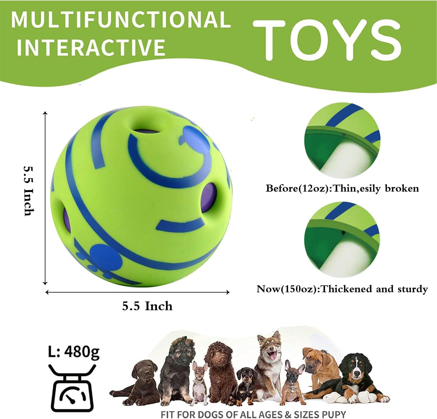 Furora Giggle and Wobble Interactive Dog Toy – Battery-Free Mental Stimulation Ball for All Breeds