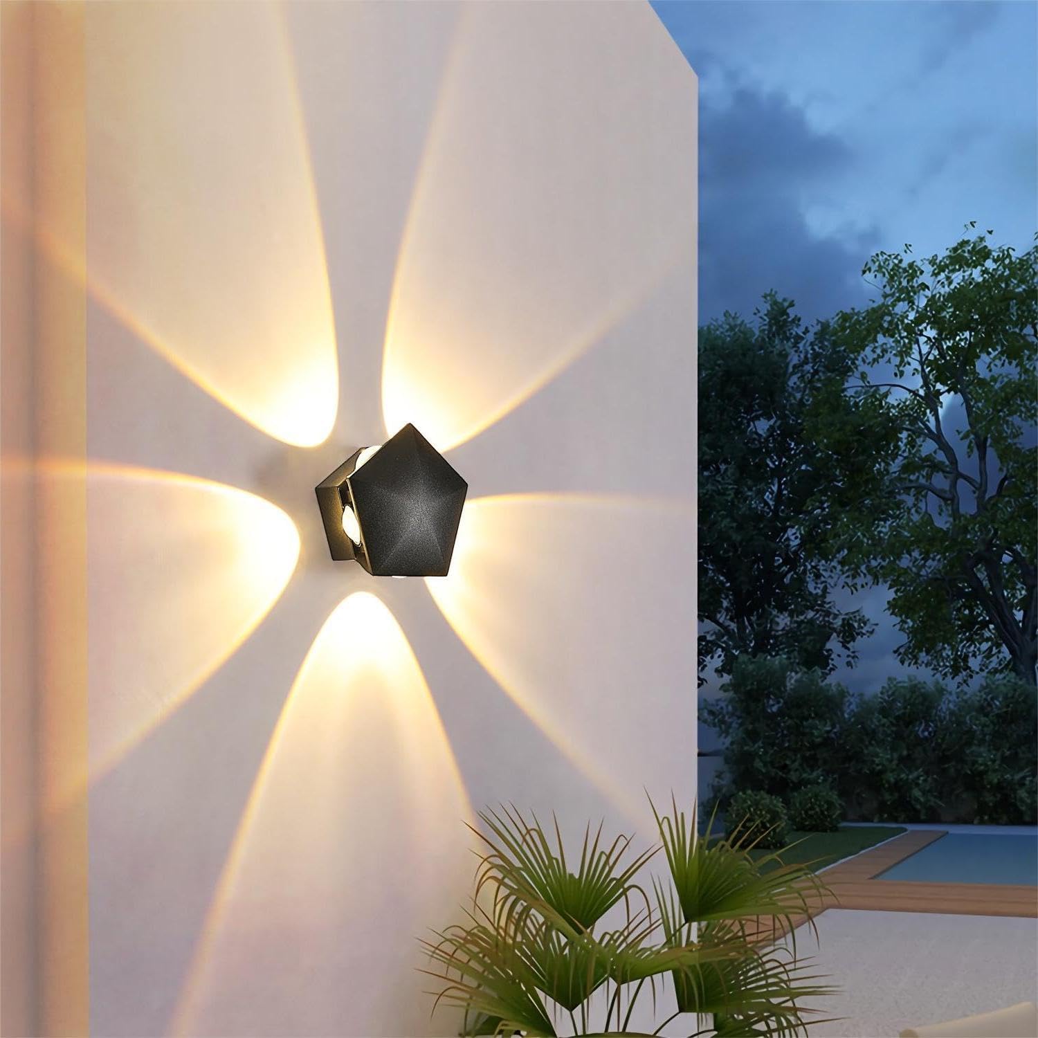 Royelux LED Pentagram Wall Lamp - Stylish Waterproof Light for Indoor & Outdoor Use - Black Pentagram 5W / Cold white / Aluminum waterproof