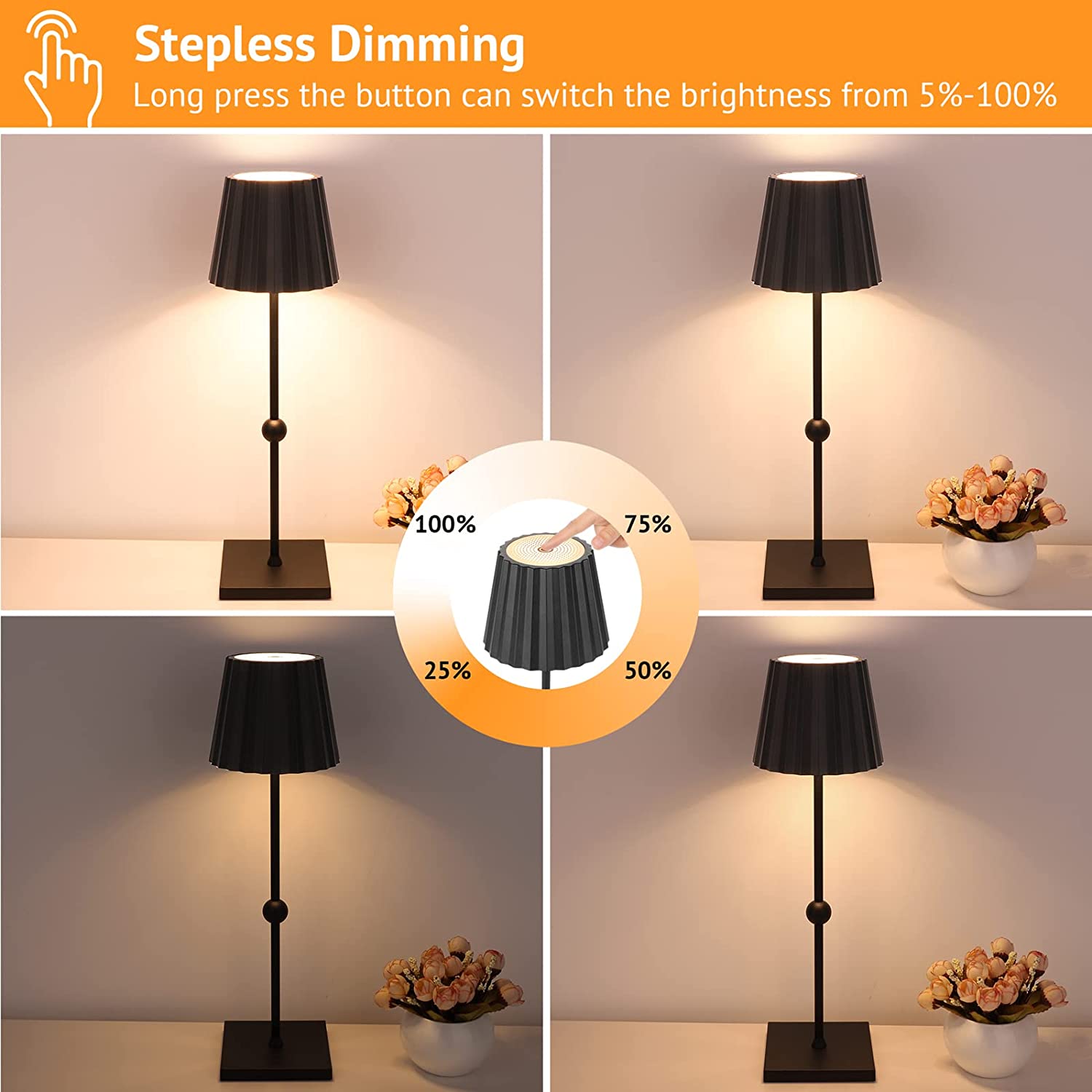 Stepless Portable Table Lamp – Minimalist Design, 3-Color Dimmable, Waterproof - Default Title