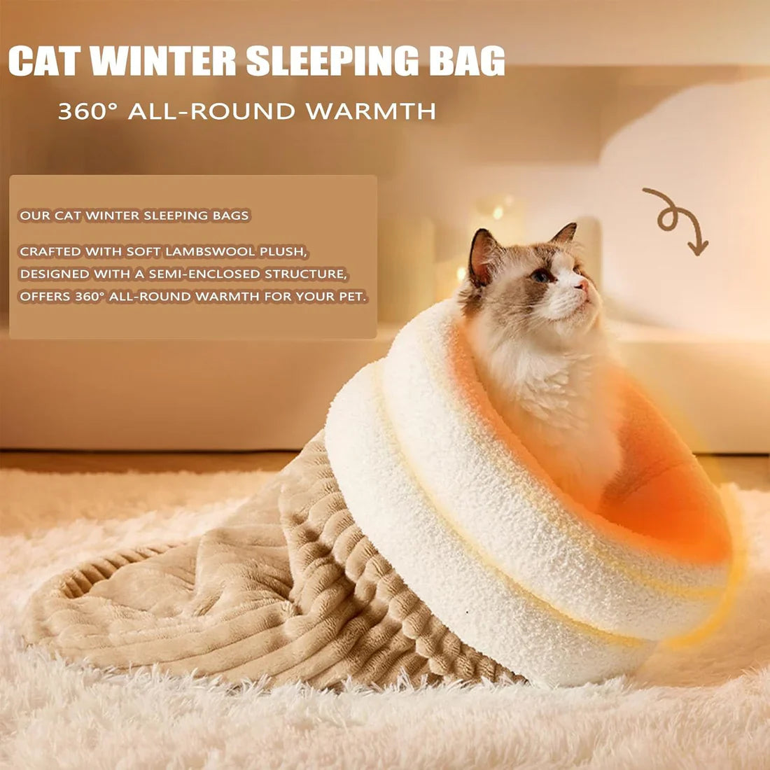 Pawellure Warm & Cozy Cat Sleeping Bag Bed - Plush & Portable Feline Retreat