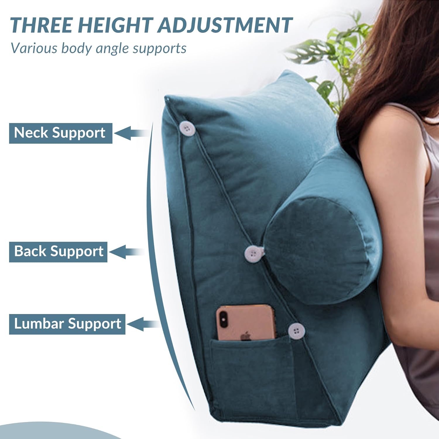 Royaleva Luxury Adjustable Backrest Pillow - Ergonomic Support for Ultimate Comfort - Dark Blue