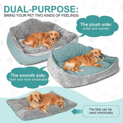 Pawelux All-Season Hypoallergenic Thick Dog Bed - Soft, Warm & Machine Washable