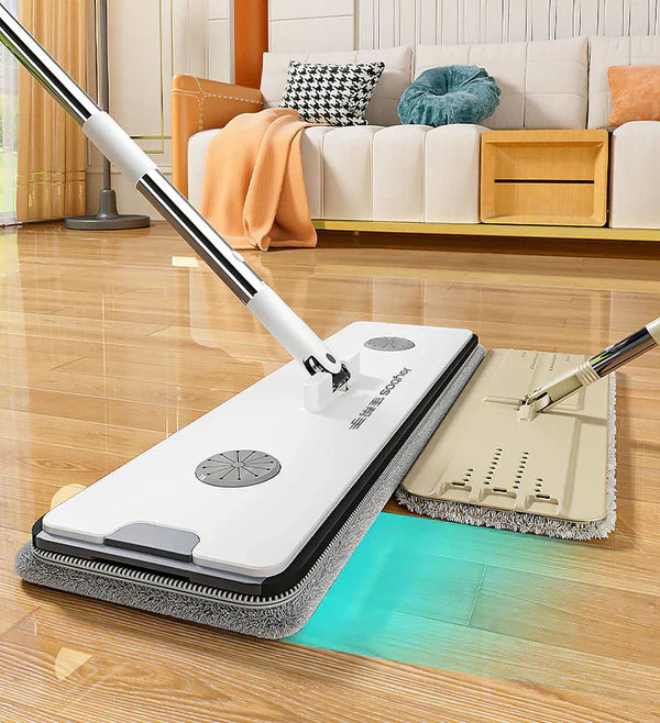 Royallure Effortless Floor Cleaning Squeeze Mop Set with Hands-Free Wringing and Dual-Use Reusable Pads