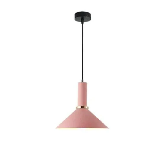 RoyaleGlow Chic Iron Pendant Lights in Trendy Macaron Colors - Cone / Pink