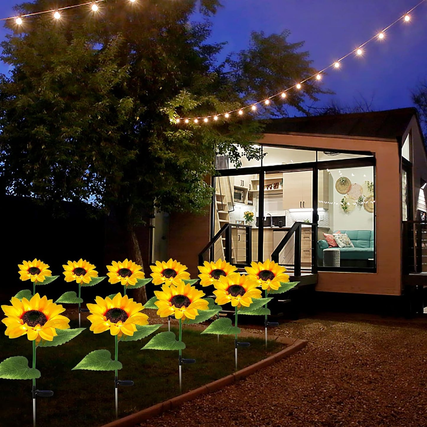 Solar Sunflower Lights, Outdoor Sunflower Solar Garden Decor Yard Stake, LED Solar Lights Outdoor Decorative for Patio Lawn Garden Yard Pathway Decoration